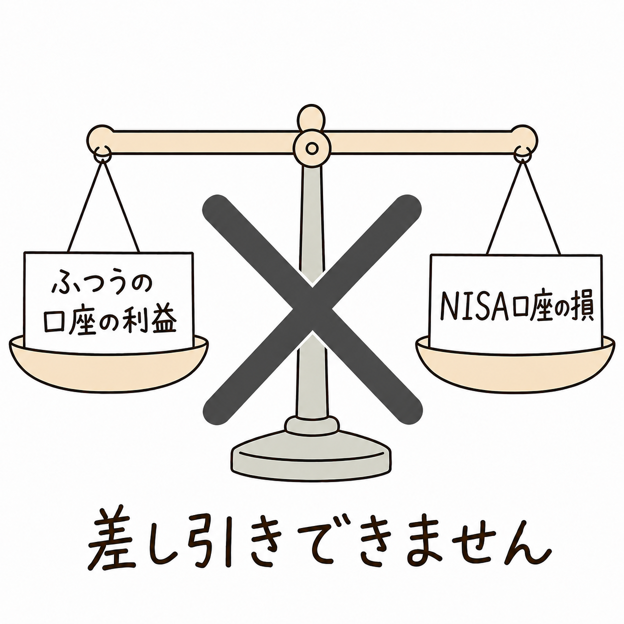 ふつうの口座の利益とNISA口座の損は、差し引き(損益通算)できない