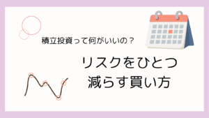 カレンダーと、上下する値段の線に等間隔の印が付いたイラスト。「積立投資って何がいいの? リスクをひとつ減らす買い方」